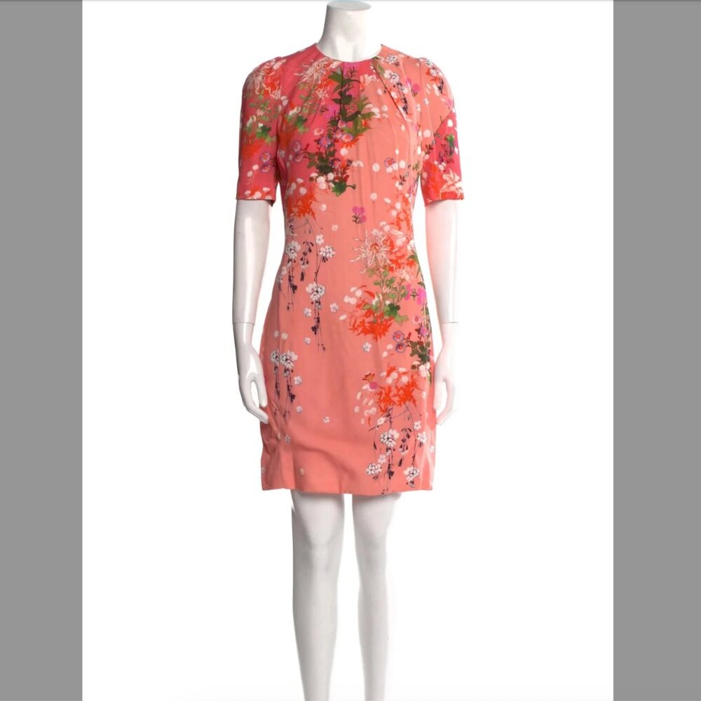 Givenchy Short Sleeve Floral Print Knee Length Shift Dress Size 4